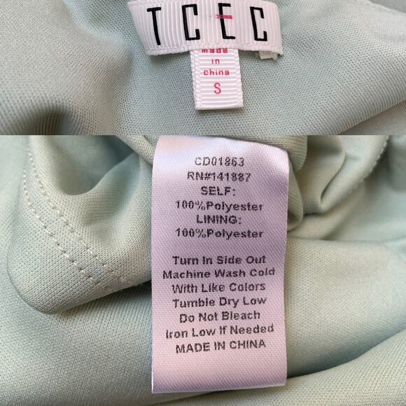 TCEC Green Pastel One Sleeve Ruffle Asymmetrical Mini Dress Women's Size Small - Picture 10 of 10